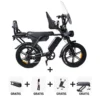 Ouxi V8 Max Family Bike 2026 Special Edition - Dubbele Accu, Inclusief Voor- en Achter Kinderzitje & Windscherm